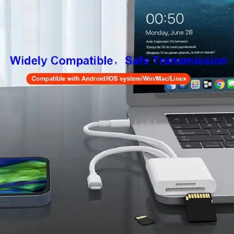 2-in-1 OTG Card Reader Type C IOS Dual Interface Card Reader SD TF Memory Card Adapter Suitable for Mobile Phone and Computer