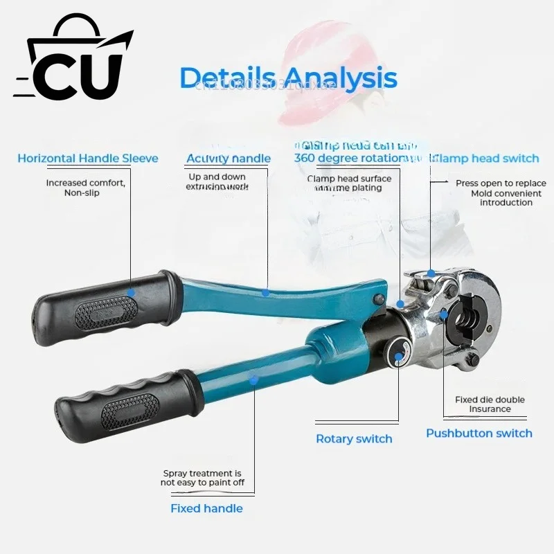 CW-1632 Hydraulic Pipe Crimping Tools With TH Type U Type Crimp Pliers Hydraulic Pipe Aluminum-plastic Pipe Clamp Repair Tools