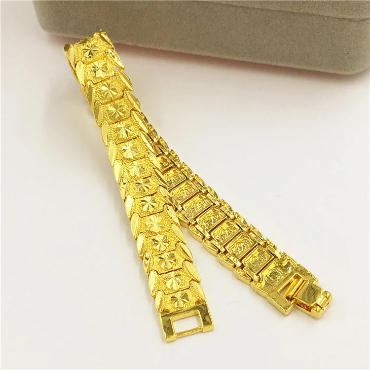 Fashion copper plated Vietnam gold men's bracelet limitation gold wide version watch chain non fading jewelry