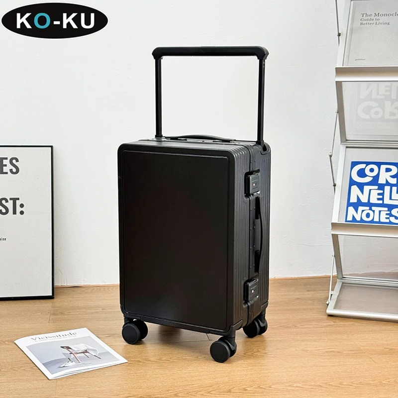 KO-KU Wide Trolley Suitcase Aluminium Frame 2024 New Female 20 Inch Boarding Box 24 Inch Male Trolley Case Silent Wheel Luggage