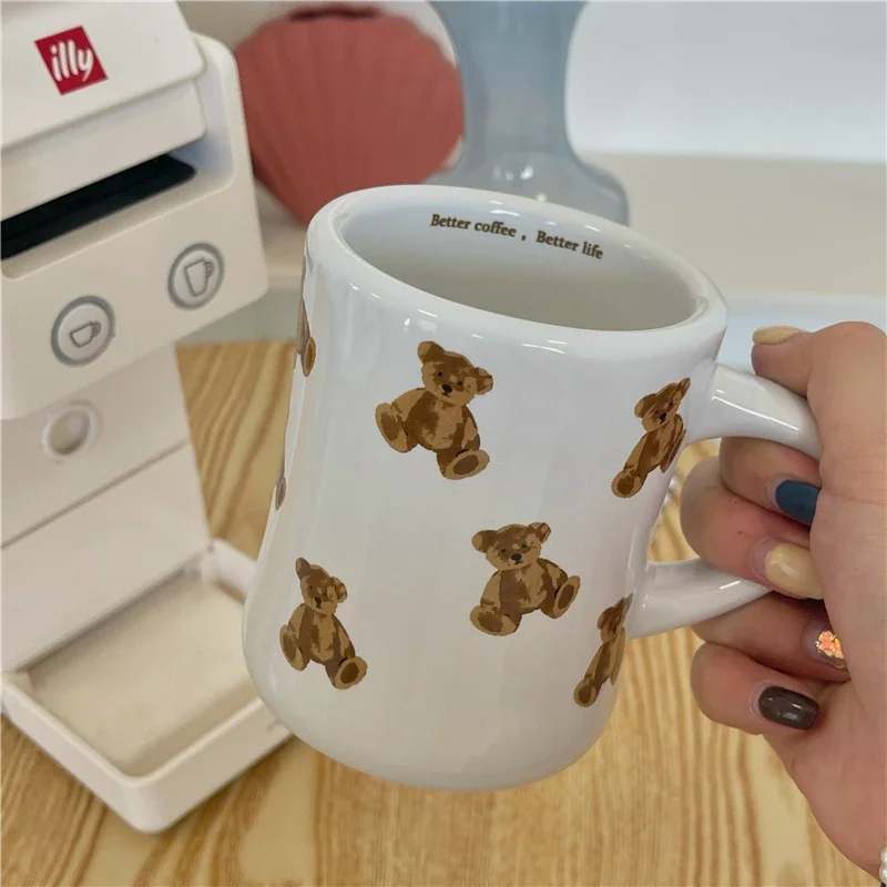 

300ml Little Bear Mug Cartoon Cute Kawaii Christmas Ceramic Cup Milk Coffee Water Gift