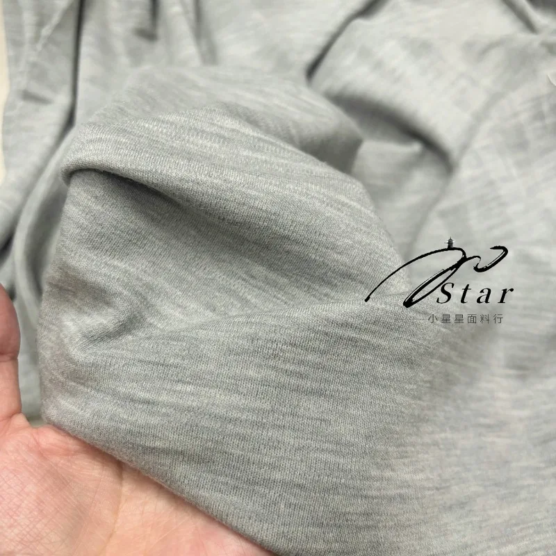 

1Meter Gray Thin 100% Knitted Wool Fabric Elastic Skin-friendly Inner Base Sweater Cardigan Fabric Winter