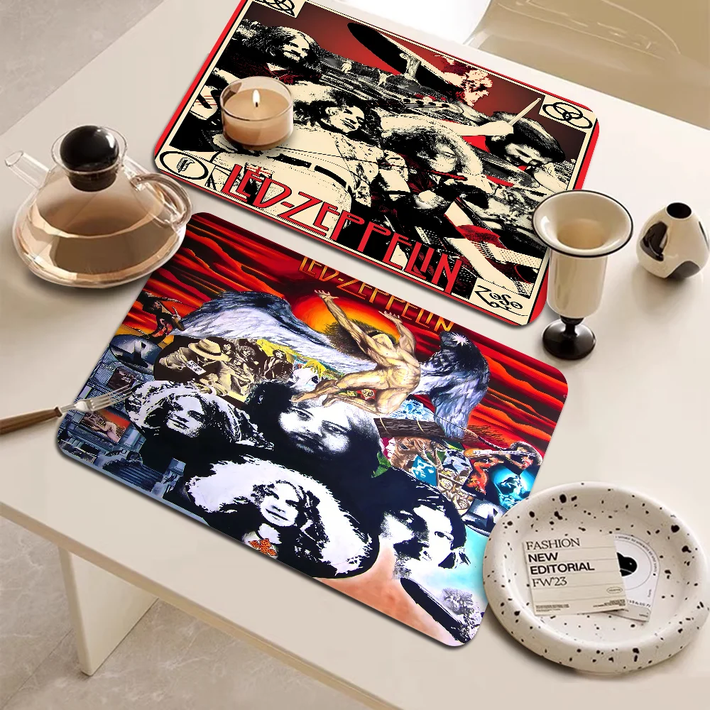 Band L-Led Z-Zeppelin Cool Kitchen Drainage Mat Retro Style Dish Drying Pads Absorbent Placemats Drainer Tableware Mats