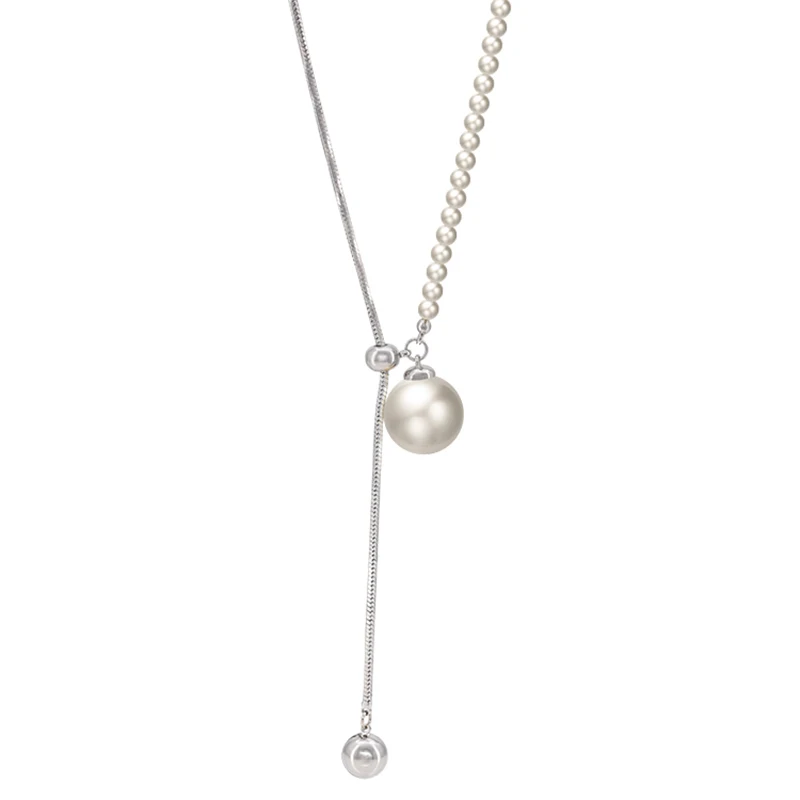 2024 New Design Pearl Pulling Snake Bone Chain Long Necklace For Womens Girls Fashion Accessories Sweater Chain Party Jewelry