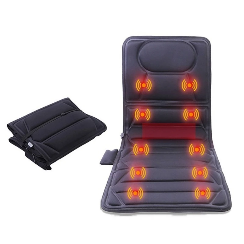 Full Body Massage Mat with Heat 10 Motors Vibration Massager 5 Modes Foldable Design  Back Massage Pad for Bed Sofa & Chair