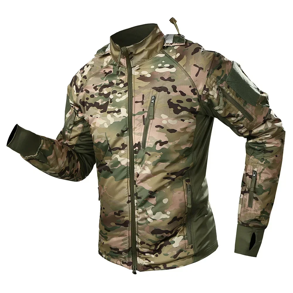 Chaqueta táctica de algodón impermeable para hombre, chaqueta ultraligera acolchada de camuflaje, al aire libre para esquí y montañismo, novedad de 2024