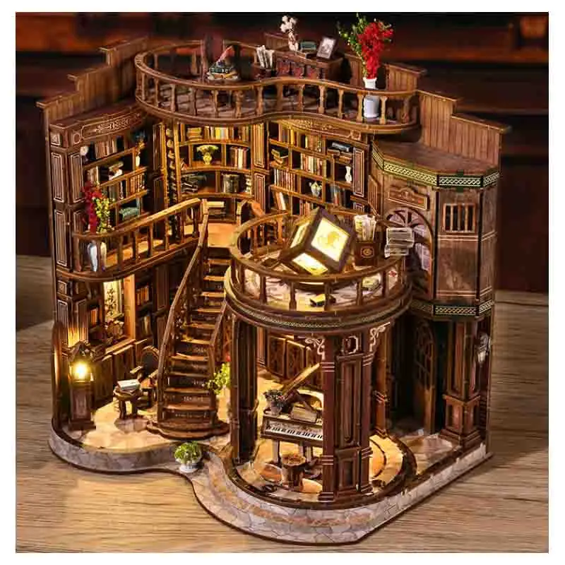 

DIY Wooden House Figurines Miniatures Kits With LED Lights Home Desk Decoration For Adult Handmade Gifts