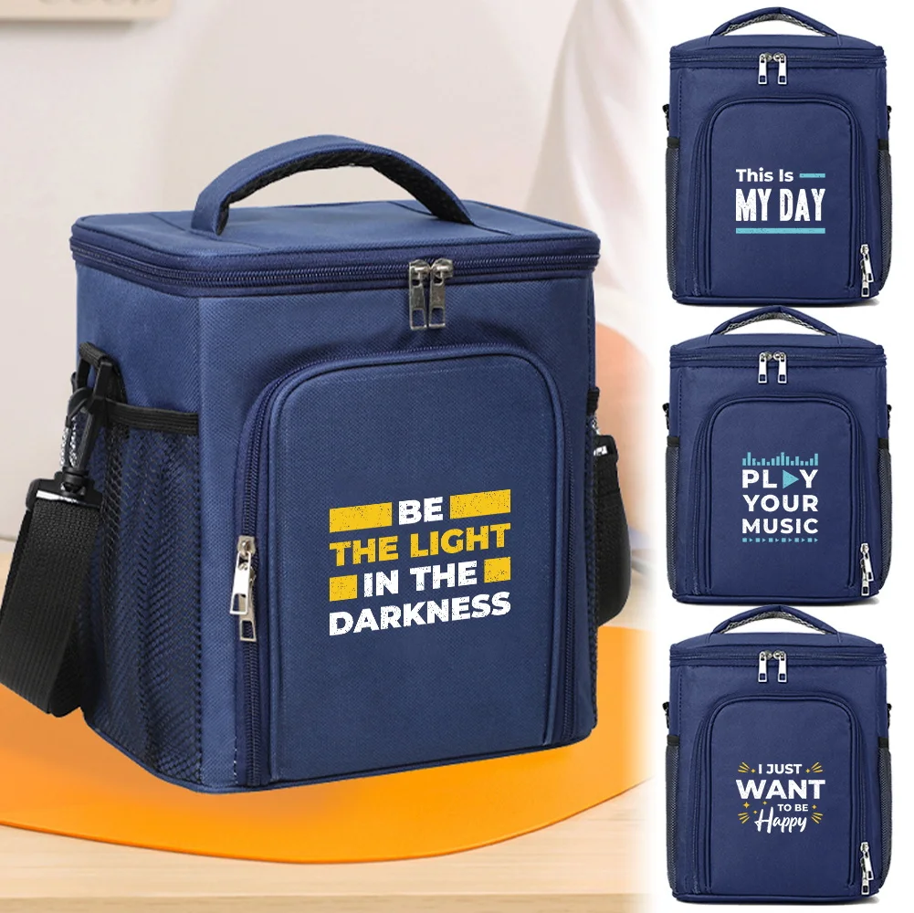 

Ice Pack Refrigerator Bag Insulated Pack Cooler Outdoor Large Capacity Portable Lunch Cooler Bag Phrase Printing Series