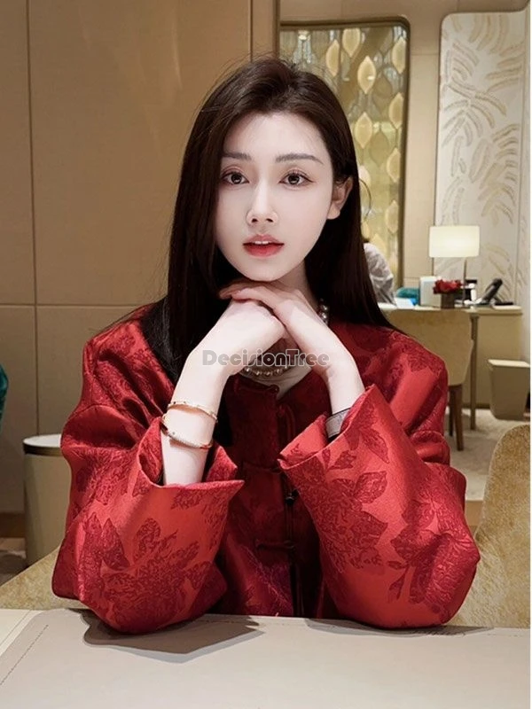 2024 chinese festival lively atmosphere jacquard tang suit top vintage elegant improved modern coat fashionable lady party coat