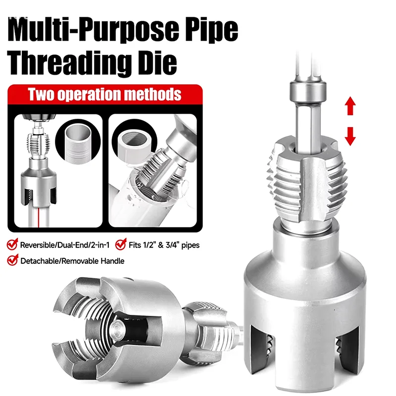 

Integrated Internal & External Pipe Threading Tool PVC Pipe Threader Pipe Threading Tool 1/2'' 3/4'' Dies Electric Drill