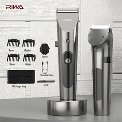 RIWA 전기 머리 깎기 탄소강 커터 헤드가있는 세척 ​​가능한 충전식 가변 속도 전문 이발사 트리머