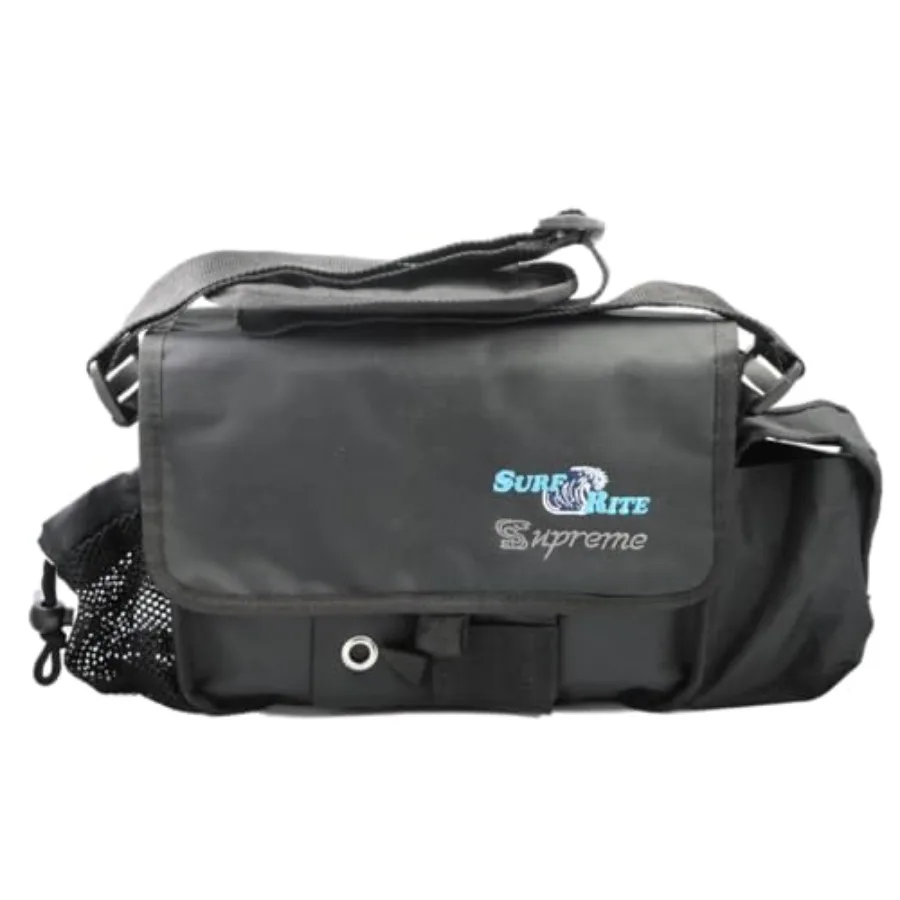Surf fishing tackle bag for beach use, premium nylon material, navy blue color, water-resistant and extra-large capacity