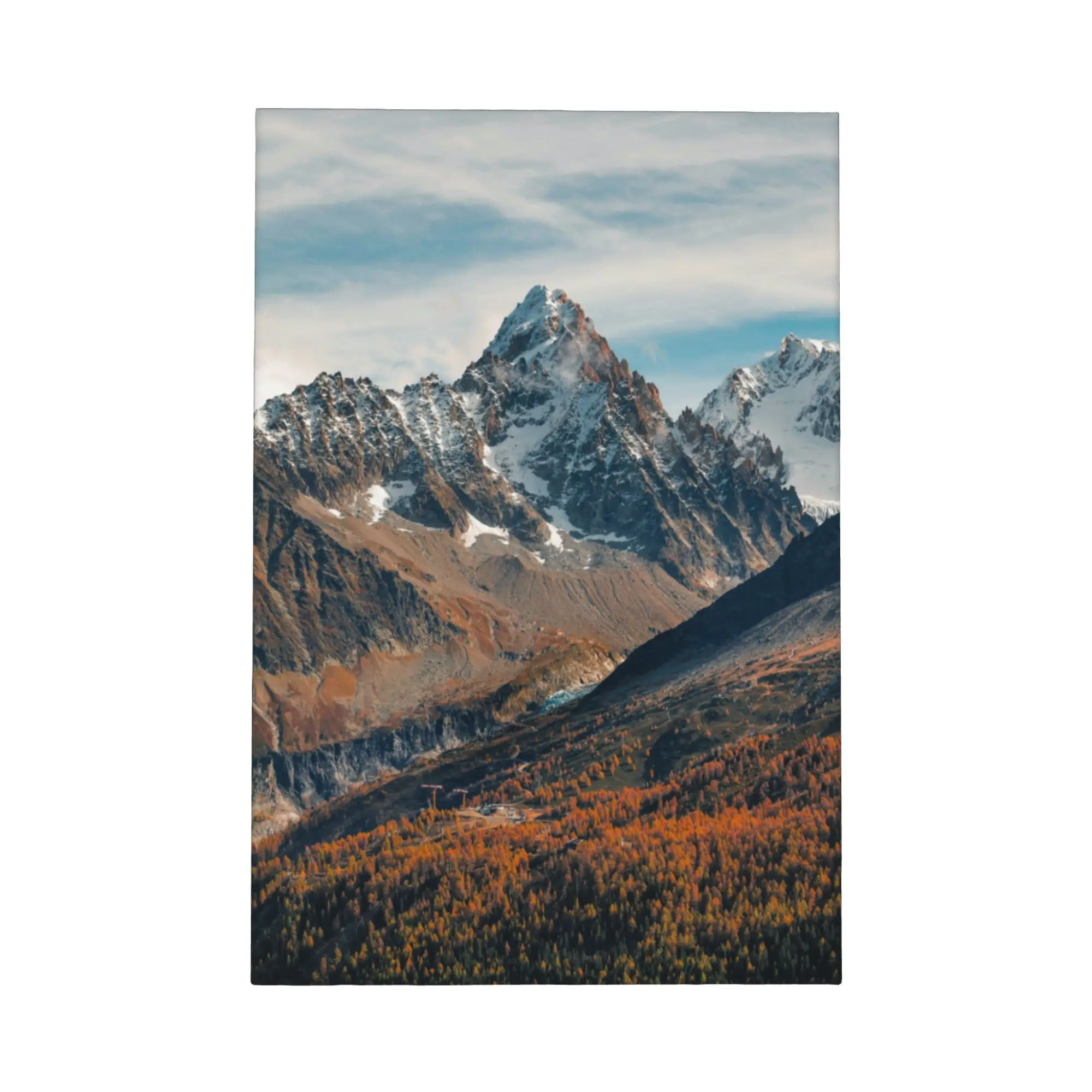 Impresión en lienzo con marco flotante de paisaje de montaña blanco, arte de pared de paisaje natural de alta resolución para decoración del hogar