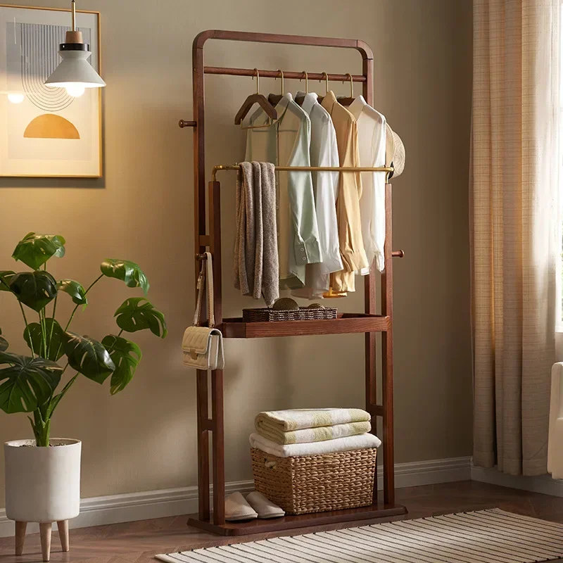 Modern Dual Pole Storage Rack, Bedroom Clothes Rack, Floor to Floor, Home Minimalist, Simple Clothes Rack, Hanging Clothes Rack