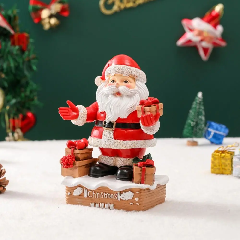 Resin Santa Claus Gift Figurine Funny Handmade Chimney Santa Claus Ornament Festival Merry Christmas Decorations