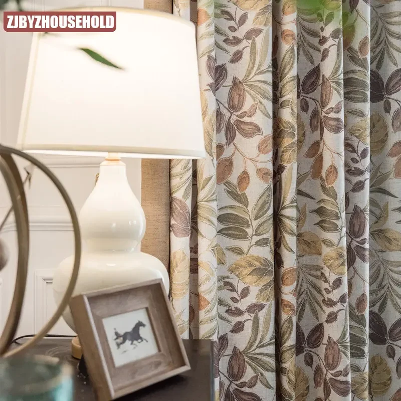 Modern Simple American Curtains for Living Room Bedroom Rustic Cotton Linen Floating Window Flooring Patchwork Solid Color