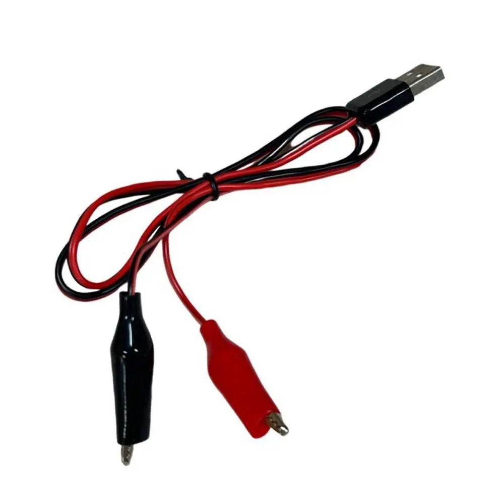 Alligator Cilps to USB Plug Test Cable Jumper Wire Battery Dual Probe 24mm Crocodile Clip for Multimeter Measure