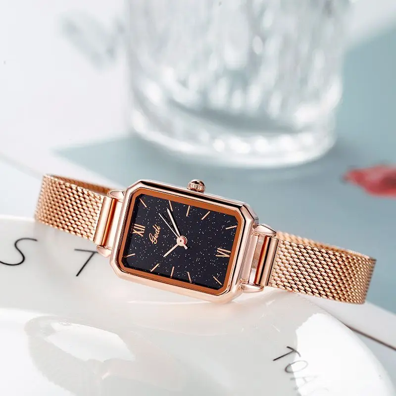 SUNKTA Watch Women Watches top brand luxury fashion rectangular small green watch ladies ultra-thin waterproof Quartz Wristwatch