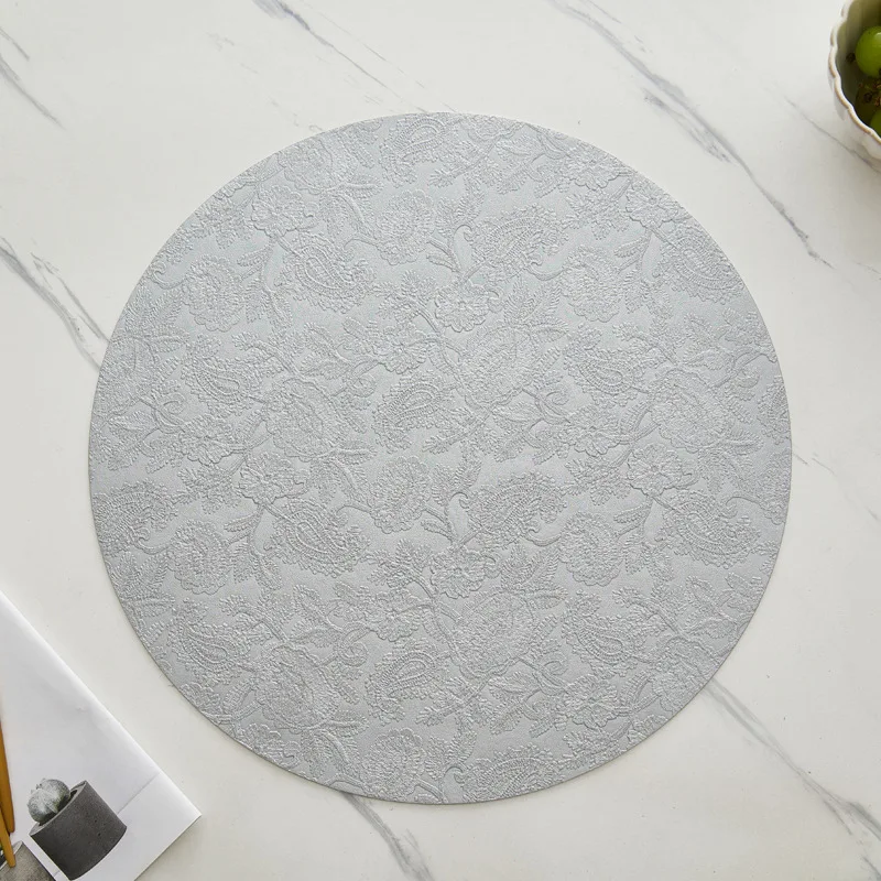 Mantel Individual de cuero ligero de lujo con patrones en relieve para uso doméstico, almohadilla aislante, tapete decorativo de mesa de comedor de cuero resistente