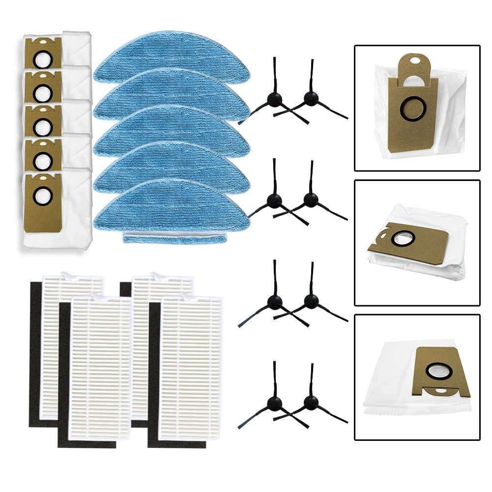 Essential Cleaning Accessories Filter Mop Cloths Dust Bags and Side Brushes for Medion X20 SW+ & X21 SW+ Vacuum Cleaners