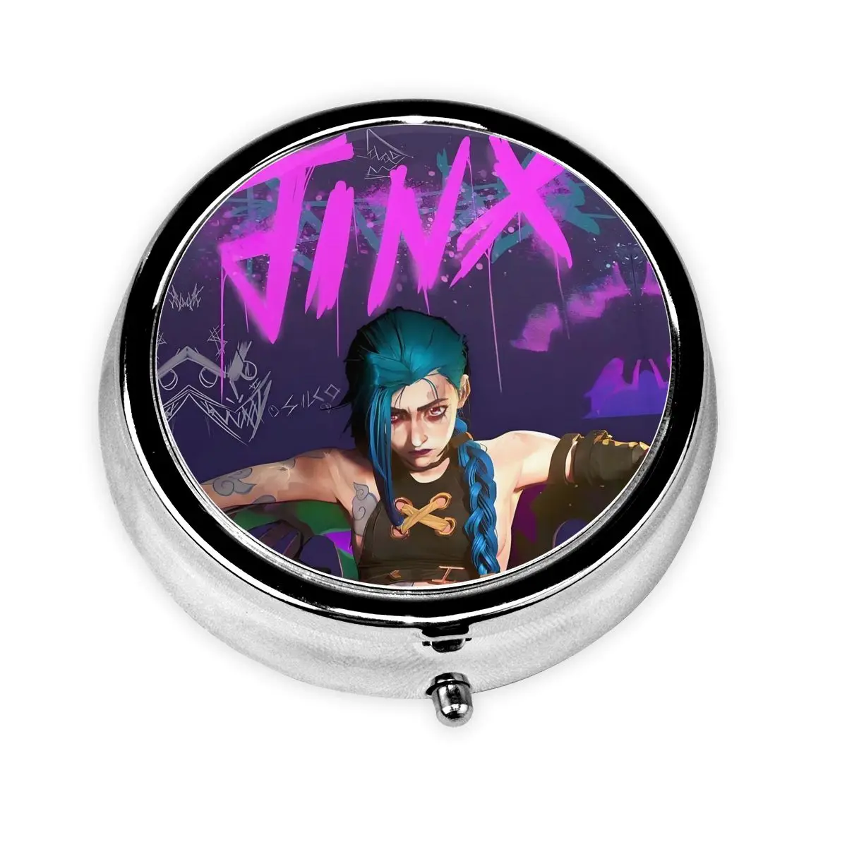 

J-Jinx Grunge Эстетический дорожный круглый органайзер для таблеток Kawaii Мультяшная графическая аптечка Коробка для таблеток Разветвители Коробка для хранения Карман