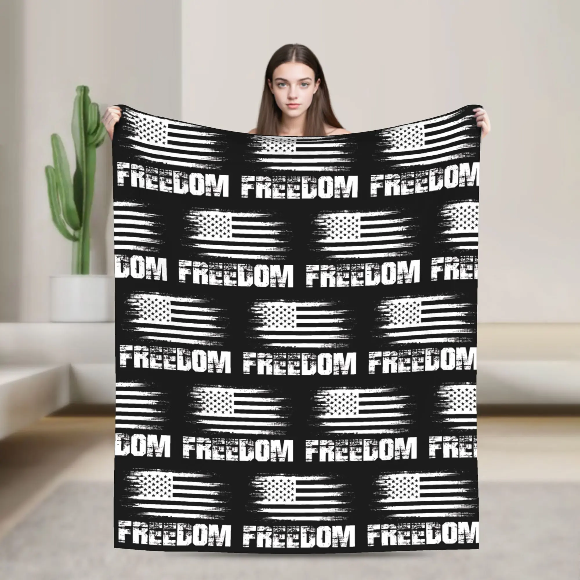 

Charlie Kirk Knitted Blankets Freedom Plush Throw Blanket Airplane Travel Decoration Soft Warm Bedsprea