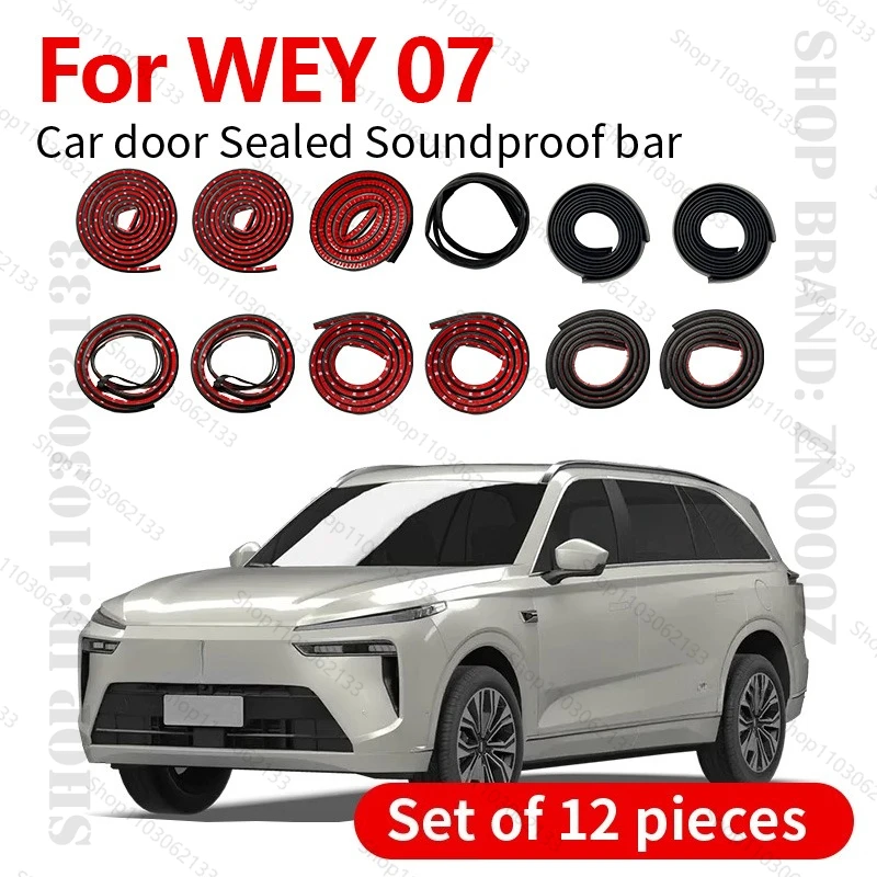 

For 2023-2025 WEY 07 Car Door Seal Strip Rubber Double Layer Sealing Protector Soundproof Dustproof Seal Strip 12PCS Set