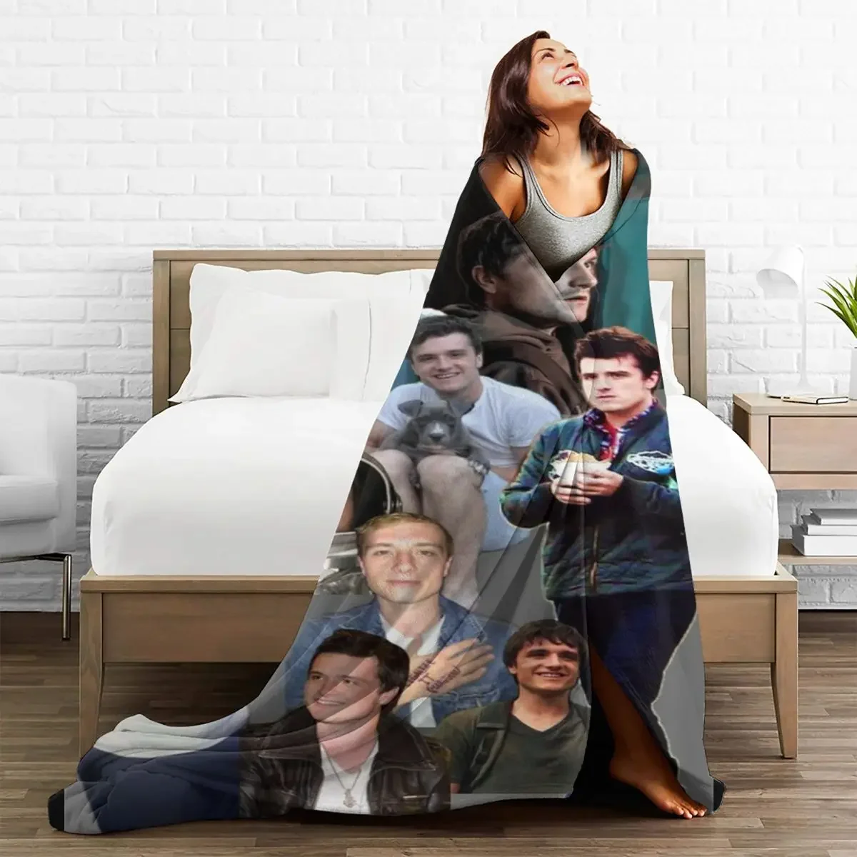 

Baby Blanket Josh Hutcherson Plaid Sofa Cover Fleece Printed Star Art Collage Super Throw Soft Blanket for Bed Bedroom Rug Piece