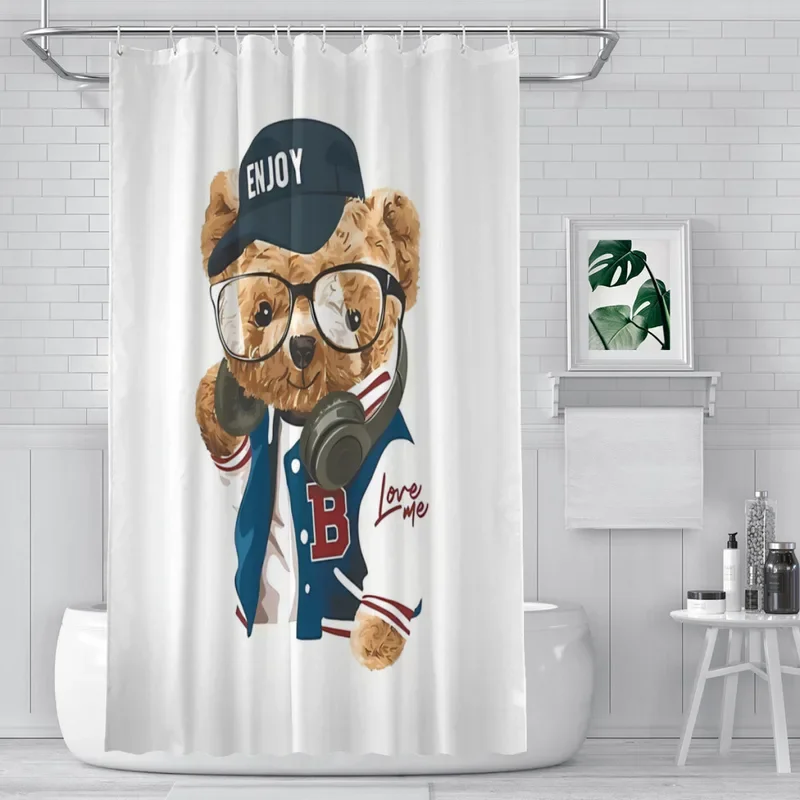 Hype Polo Beast Bathroom Shower Curtains Teddy Bear Waterproof Partition Curtain Funny Home Decor Accessories@0 #