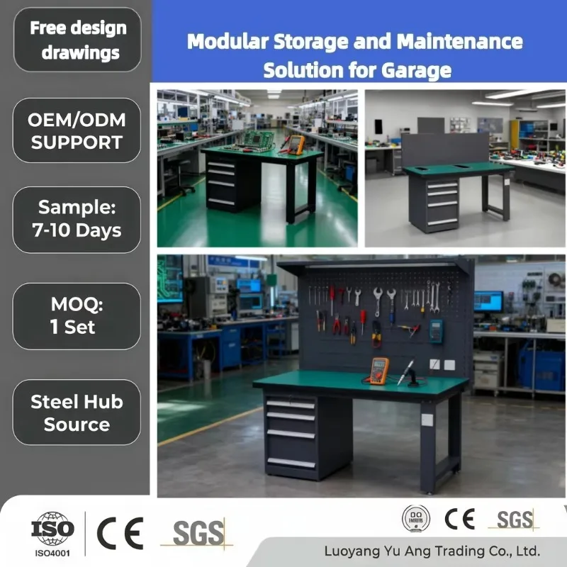 Heavy Duty Anti-Static Steel Work Bench with 4 Drawers Mobile Tool Chest for Workshop Furniture Hardware