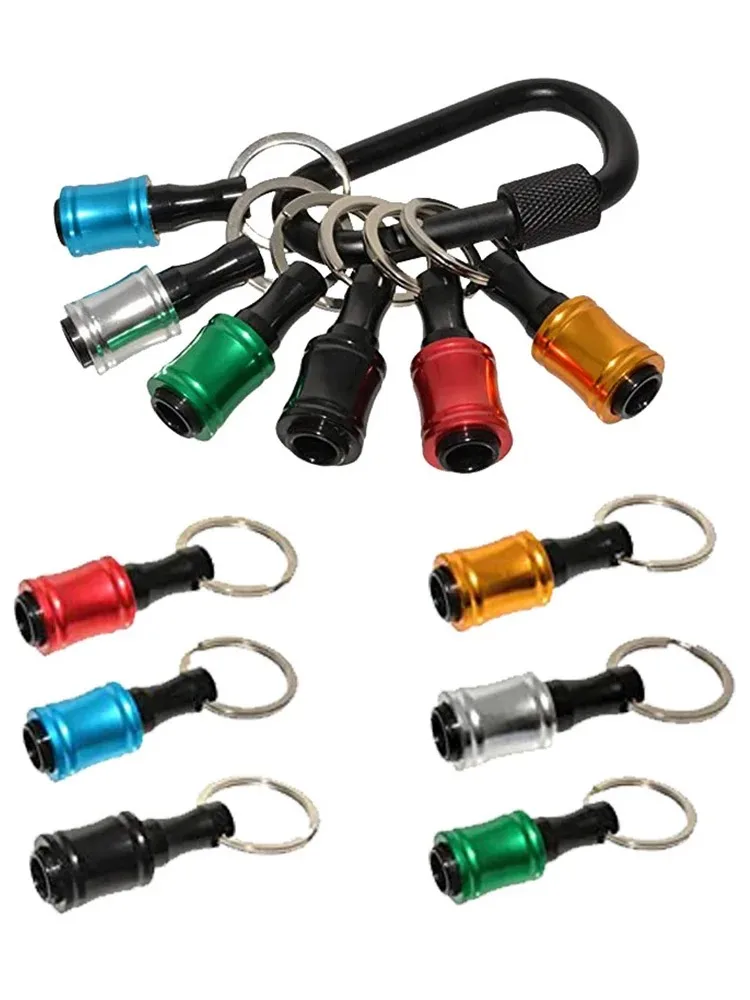 6pcs/Set 1/4" Hexagonal Shank Screwdriver Head Holder Extension Rod Key Chain Adapter Drill Bit Quick Replacement Portable
