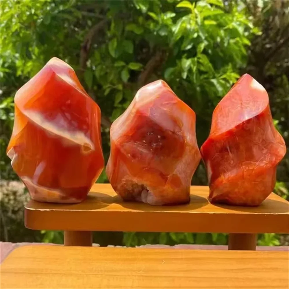 Red Agate Torch Crystal Flame Natural Carnelian Quartz Gemstone Free Form Fire Crystals Healing Reiki Meditation Stone 1Pc