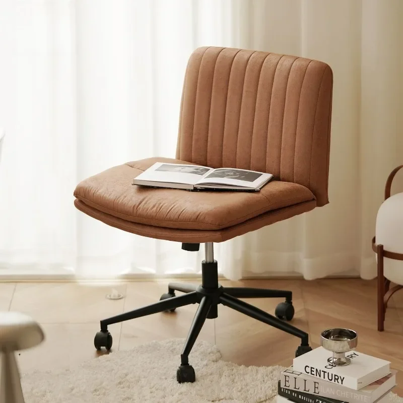 Modern Leather Swivel Desk Chair with Vertical Stitching,Adjustable Office Chair,Minimalist Ergonomic Task Chair for Home Offi