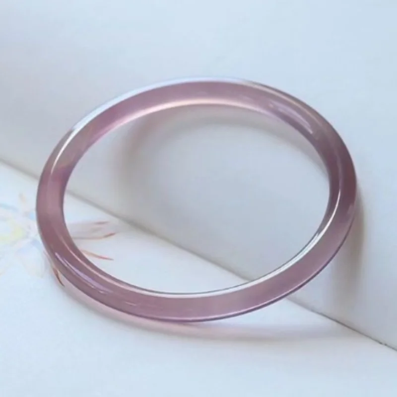 Dry rose purple thin round strip agate chalk bracelet women's smoke purple jingle bracelet jade