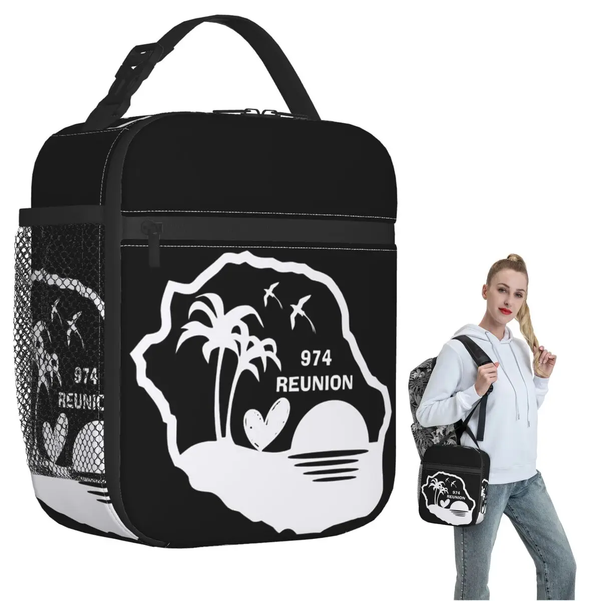 974 Reunion Island Insulated Lunch Bag for Women Kids Leakproof Food Boxes Thermal Lunch Box Tote