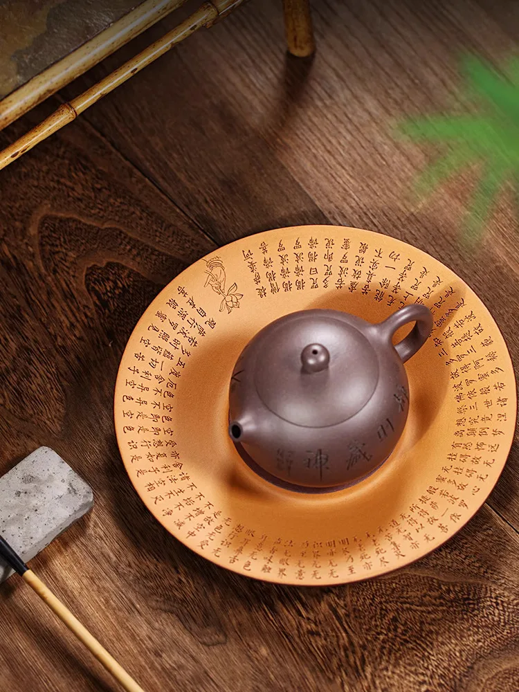 Large Purple Clay Teapot, Dry Soaking Table, Powder Slurry Craft, Heart Meridian, Circular Tray, Single Pot Tea