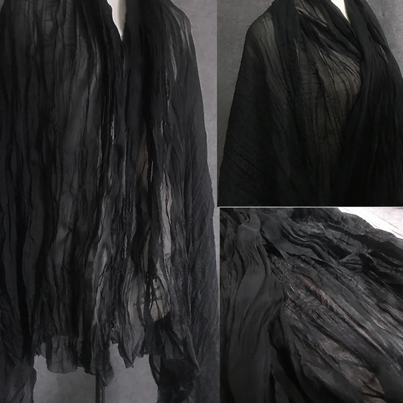 Black texture creates a silky smooth crepe fabric for summer fashion designers
