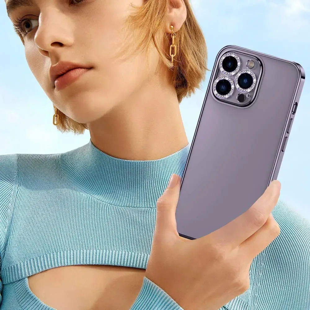 3 قطعة حامي عدسة الكاميرا آيفون 11 12 13 15 برو ماكس ميني بلس الماس المعادن واقية الزجاج آيفون 14 زائد عدسة الزجاج