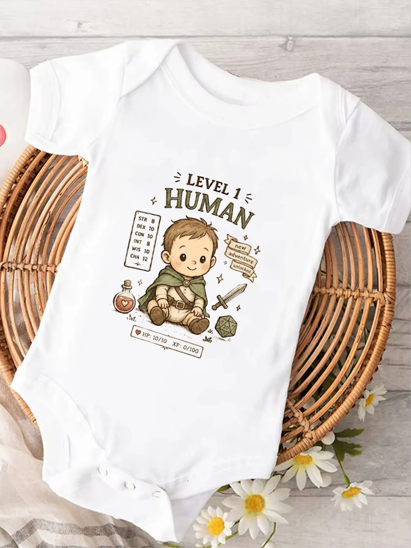 

Human Bodysuit Funny Baby's Onesie Gamer Baby's Outfit Fantasy Adventure Infant Gift Nerdy Newborn Clothes