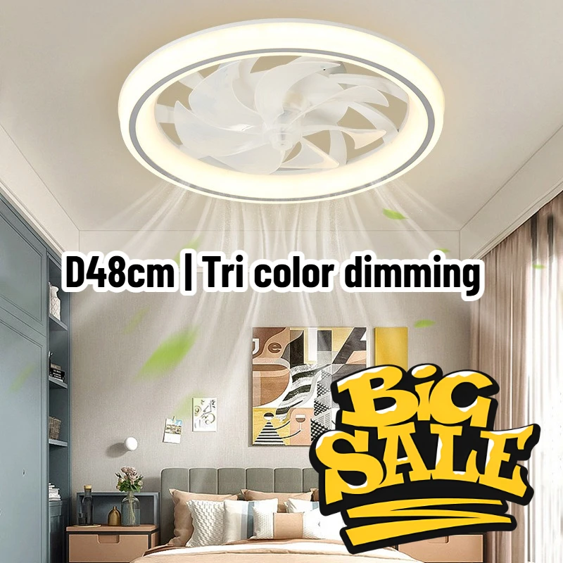 

48cm Ceiling Fan Light Living Room Bedroom Modern and Simple Home Intelligent Remote Control Restaurant LED Fan Light