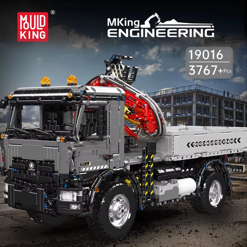 

MOULDKING19016 Набор строительных блоков для инженерных грузовиков с дистанционным управлением и установленным краном, игрушечный транспортный автомобиль