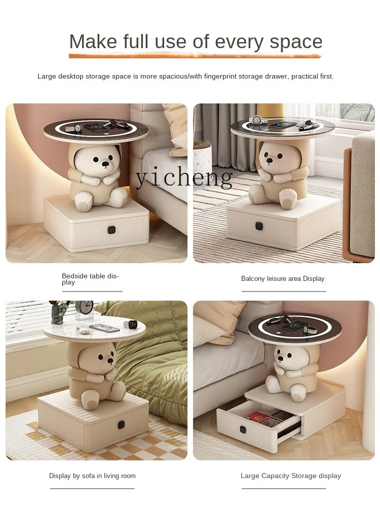 YY Smart Creative Bedroom Bedside Small Table New Charging