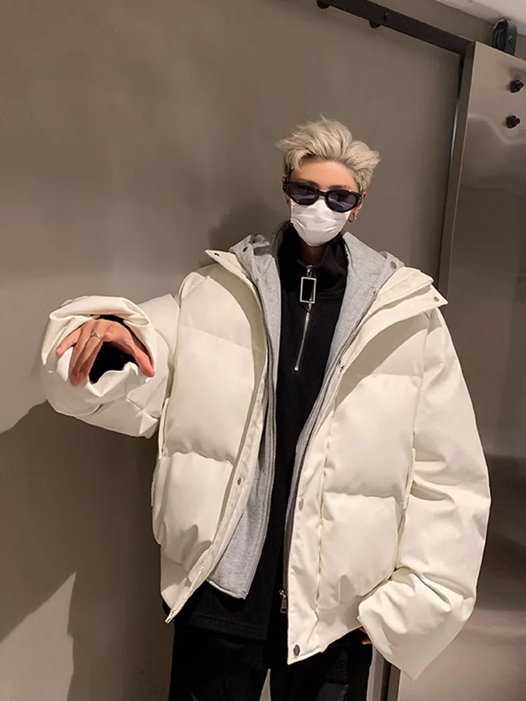 

American Sle Thiened ort Cotton Jaet Men's Winter Outerwear Loose Bread Sle Polyester Fiber Warmth Youth Faion