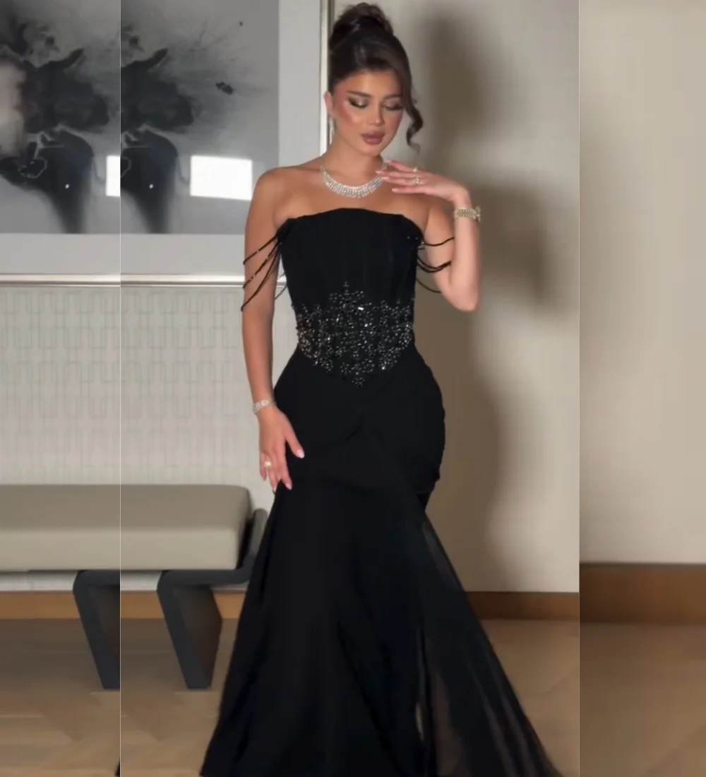 Customized Fashion Jersey Pleat Sequined Beading Mermaid Off-the-shoulder Long Celebrity Evening Dresses Luxury 2026