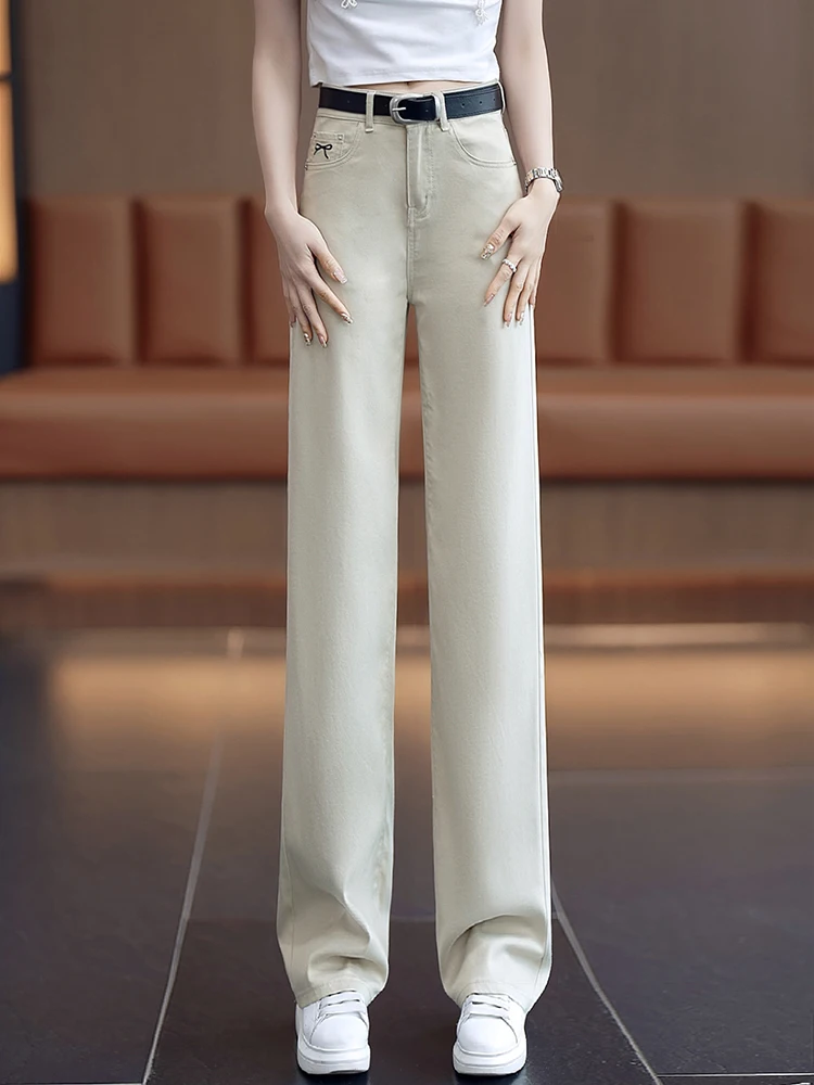

Wide Leg Jeans Women Summer Thin High Waist Slimming Casual Ice Silk Straight Leg Pants High Waist Straight Cut Jeans