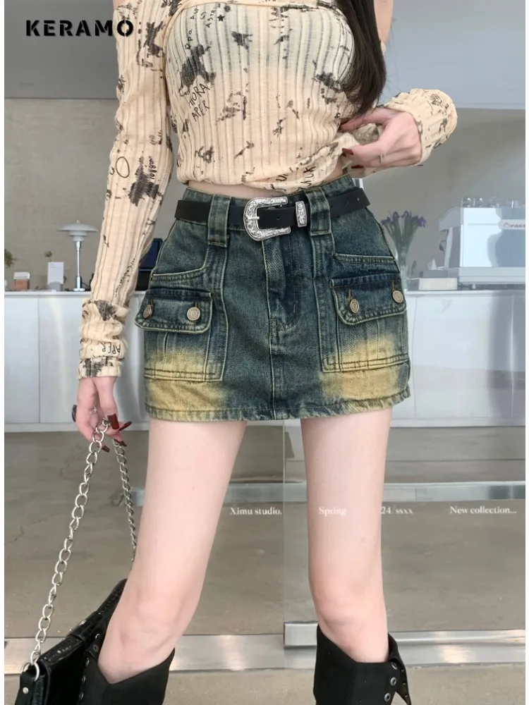 

Women Hotsweet Vintage Y2K Streetwear Sexy Jeans Skirts 2024 Summer Casual Female Loose High Waist Mini Denim Short Skirt