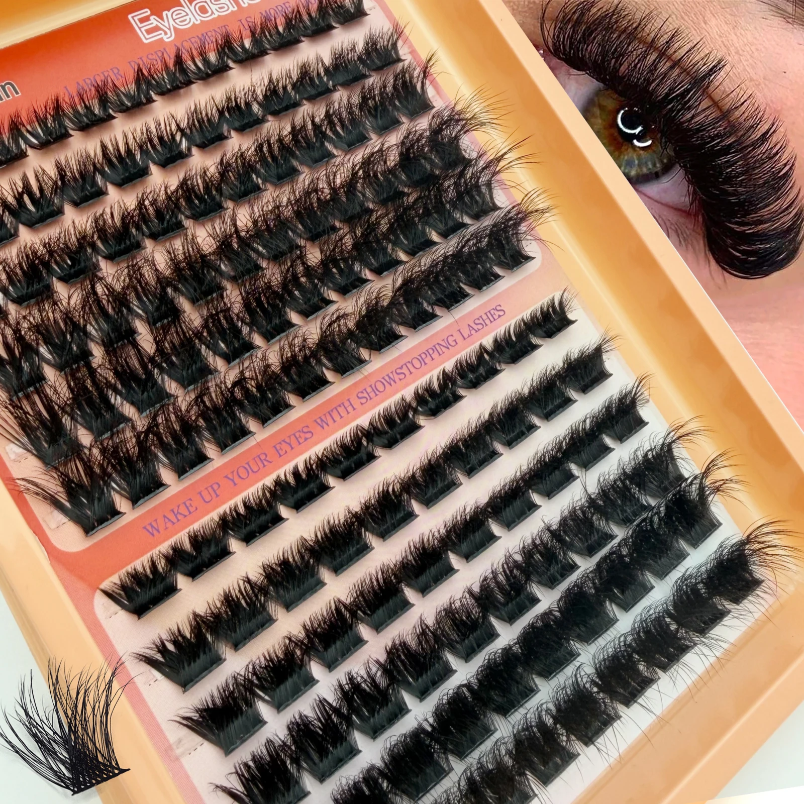 8D Flauschige 60D-200D DIY Cluster-Wimpern 8-16mm Gemischte D-Curl Wiederverwendbare Wimpernverlängerungen – Detail 1