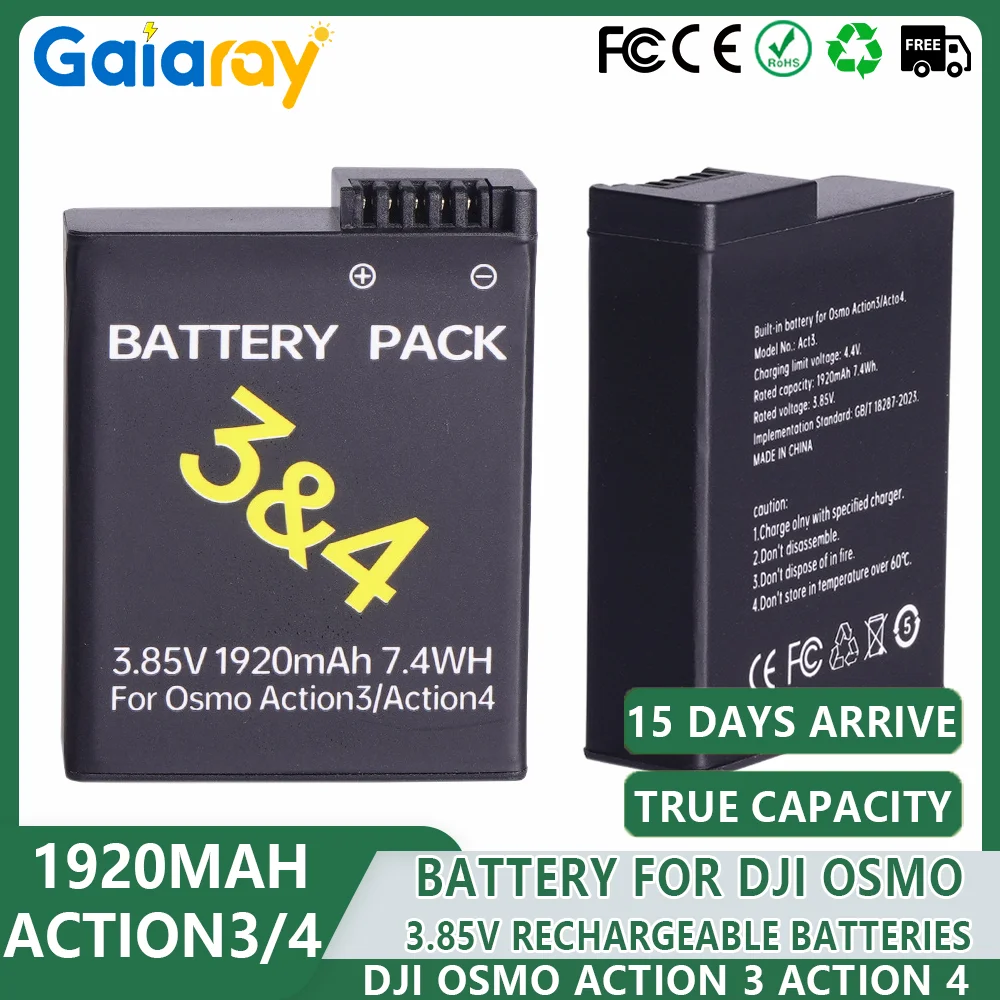 

Аккумулятор 1920 мАч для DJI Osmo Action 4 Action 3, аккумулятор для камеры Action 4/3, аккумуляторы для камеры DJI Osmo Action 4/3, аксессуары