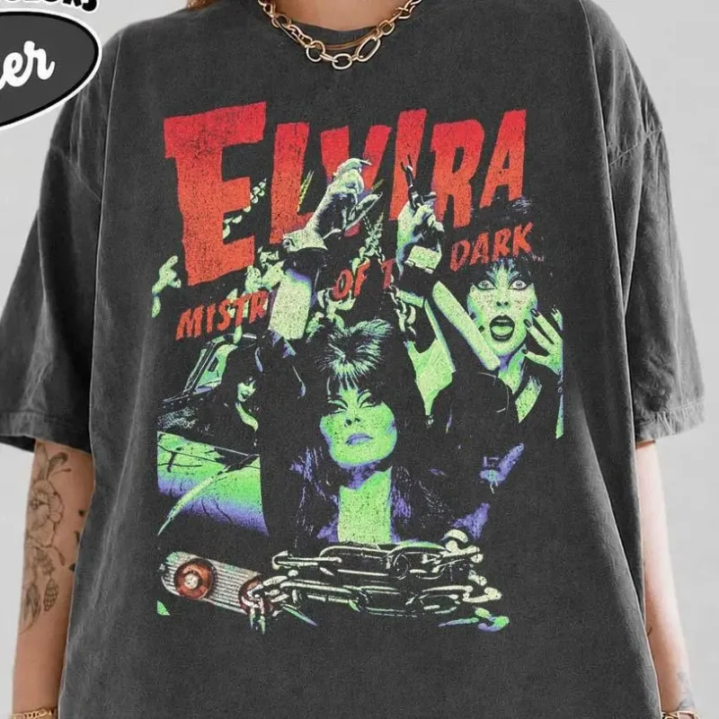 Dark Queen Avila T-shirt, Retro Horror Movie Pattern T-shirt Suitable for All Seasons, Unisex Casual T-shirt