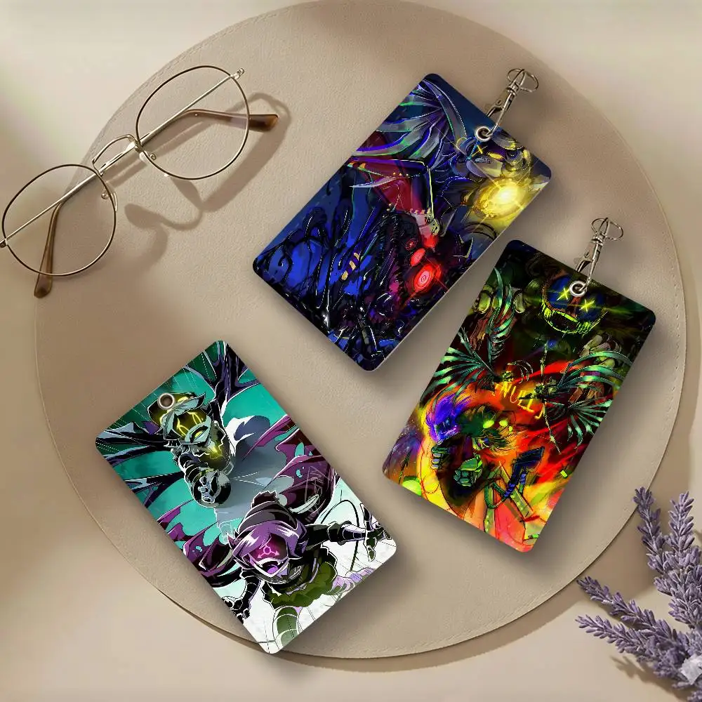 M-Murder Cartoon D-Drones PU Leather Card Holders Anti-lost Student ID Protective Cover Cases Campus Access Cards Key Chain